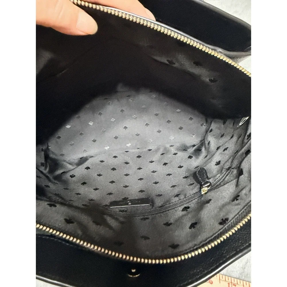 Kate Spade Monet Large Triple Compartment Tote Black Pebbled Leather